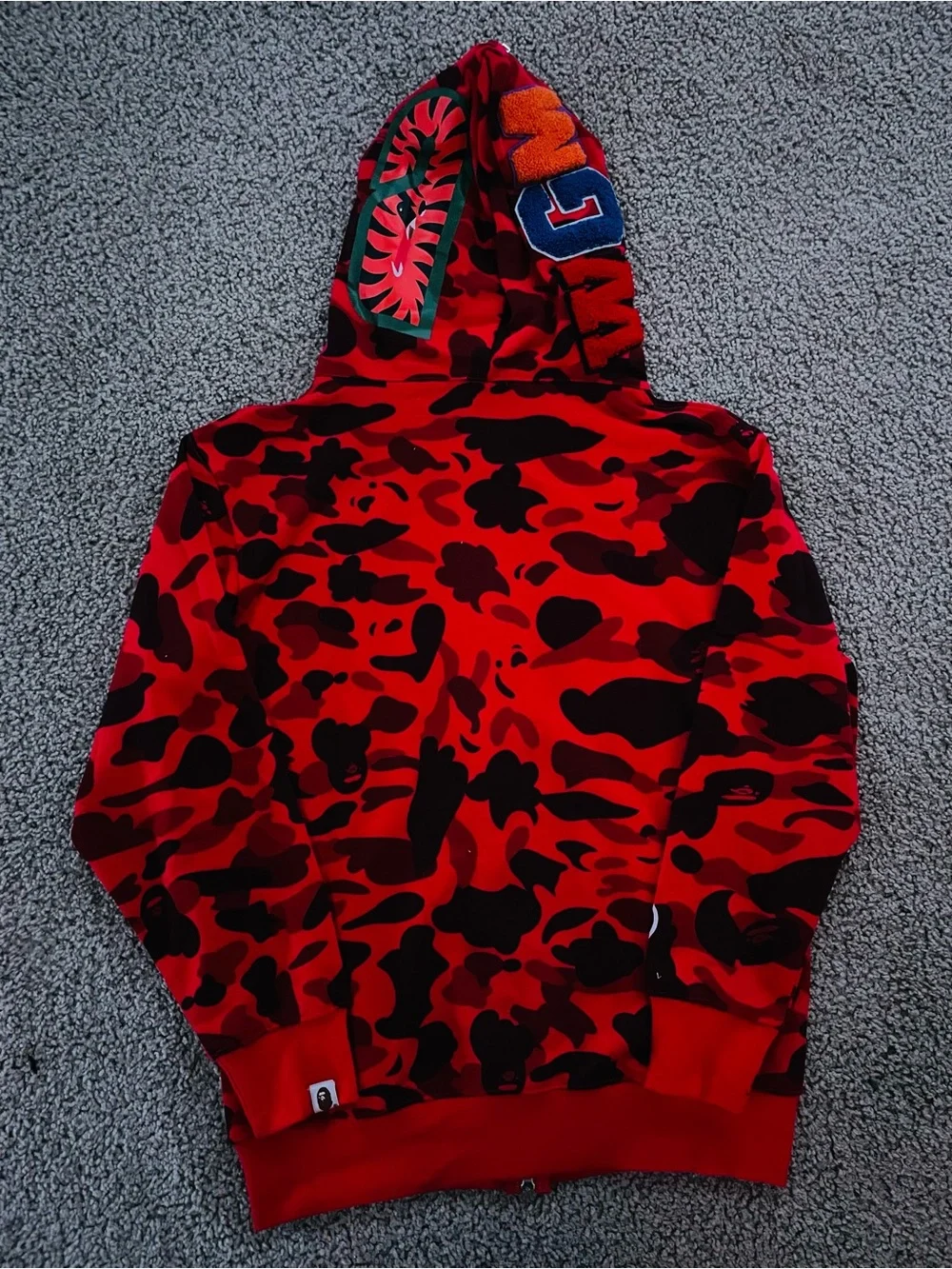 BAPE Color Camo Shark Full Zip Hoodie Red
